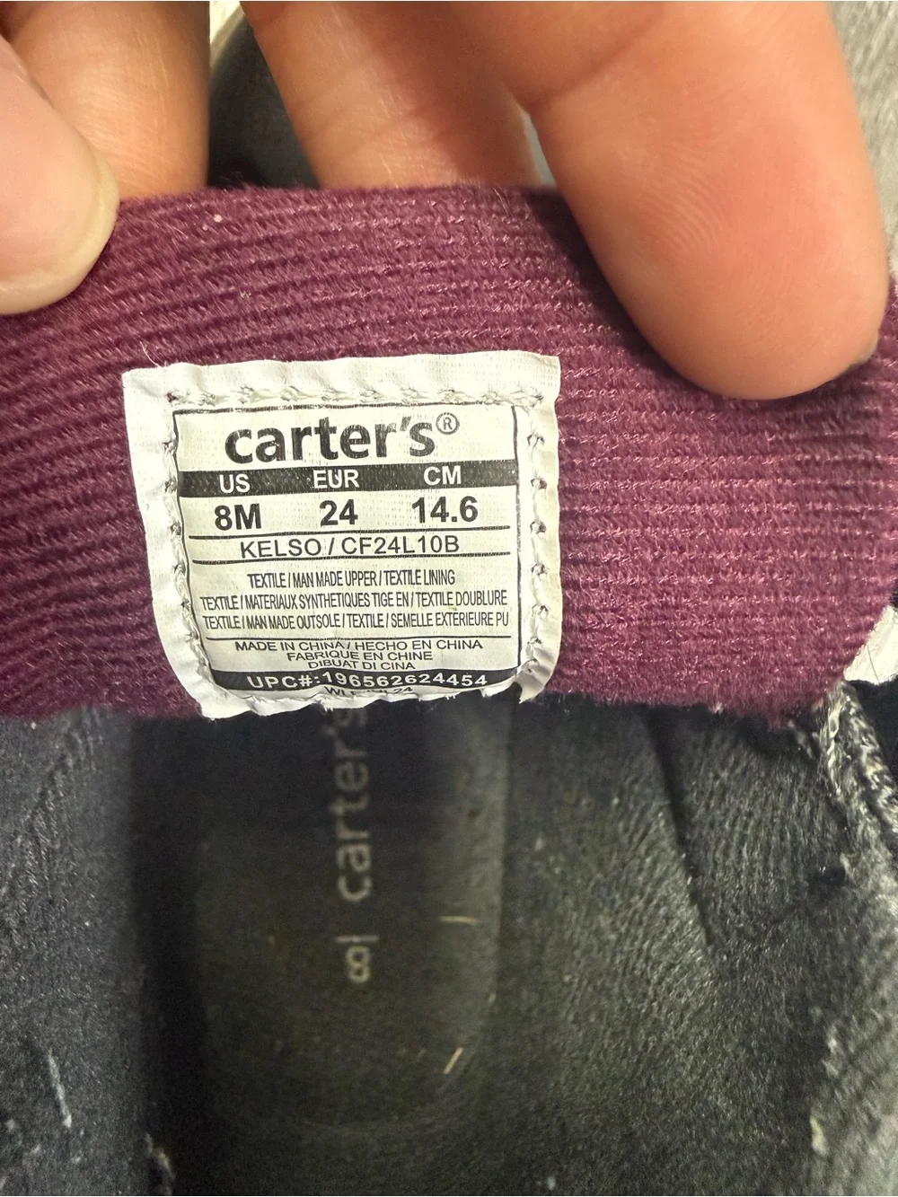 Carter's Black Kids Hook-and-Loop Boots with Tan Accent
